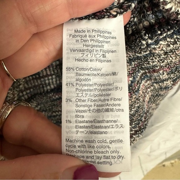 Madewell Top Size XS Multicolored Knit Pleated Puff Shoulders Long Sleeve - Picture 7 of 8